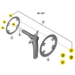 Shimano Chainring Bolts For Ultegra FC-R8000 - 46-36T - 4 Pairs