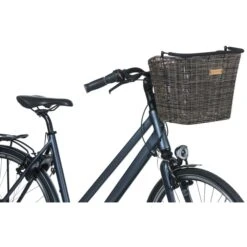 Basil Bremen Rattan Look KF Front Wheel Basket 27L - Dark Brown -Urban Volt Bike Sales basil bremen rattan look kf front wheel basket dark brown 6 1361381