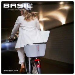 Basil Cento Tech Fiber Nordlicht Bike Basket 21L - Silver -Urban Volt Bike Sales basil cento tech fiber nordlicht mik bicycle basket silver d 885573