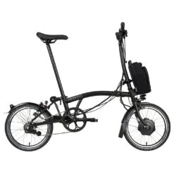 Brompton Electric C Line Explore - 6-Speed - High Bar - Extended Seatpost - 16" Electric Folding Bike - 2023 - Matt Black