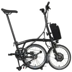 Brompton Electric C Line Explore - 6-Speed - High Bar - Telescopic Seatpost - 16" Electric Folding Bike - 2023 - Matt Black -Urban Volt Bike Sales electric c line explore 6 speed high bar extended seatpost 3 1451966 1