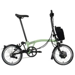 Brompton Electric C Line Explore - 6-Speed - High Bar - Extended Seatpost - 16" Electric Folding Bike - 2023 - Matcha Green