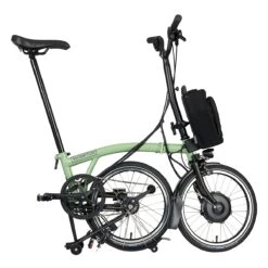 Brompton Electric C Line Explore - 6-Speed - High Bar - Extended Seatpost - 16" Electric Folding Bike - 2023 - Matcha Green -Urban Volt Bike Sales electric c line explore 6 speed high bar extended seatpost matcha green 3 1452231 1