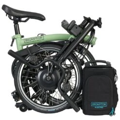 Brompton Electric C Line Explore - 6-Speed - High Bar - Extended Seatpost - 16" Electric Folding Bike - 2023 - Matcha Green -Urban Volt Bike Sales electric c line explore 6 speed high bar extended seatpost matcha green 4 1452232 2