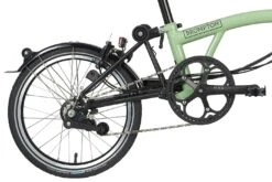 Brompton Electric C Line Explore - 6-Speed - High Bar - Extended Seatpost - 16" Electric Folding Bike - 2023 - Matcha Green -Urban Volt Bike Sales electric c line explore 6 speed high bar extended seatpost matcha green 5 1452233 2