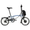 Brompton Electric C Line Explore - 6-Speed - Mid Bar - Standard Seatpost - 16" Electric Folding Bike - 2023 - Cloud Blue -Urban Volt Bike Sales electric c line explore 6 speed mid bar standart seatpost cloud blue 1 1453262