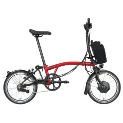 Brompton Electric C Line Explore - 6-Speed - Mid Bar - Standard Seatpost - 16" Electric Folding Bike - 2023 - House Red Matt
