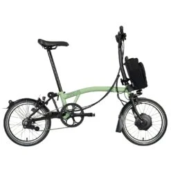 Brompton Electric C Line Explore - 6-Speed - Mid Bar - Standard Seatpost - 16" Electric Folding Bike - 2023 - Matcha Green