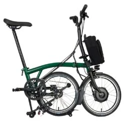Brompton Electric C Line Explore - 6-Speed - Mid Bar - Standard Seatpost - 16" Electric Folding Bike - 2023 - Racing Green -Urban Volt Bike Sales electric c line explore 6 speed mid bar standart seatpost racing green 3 1452915