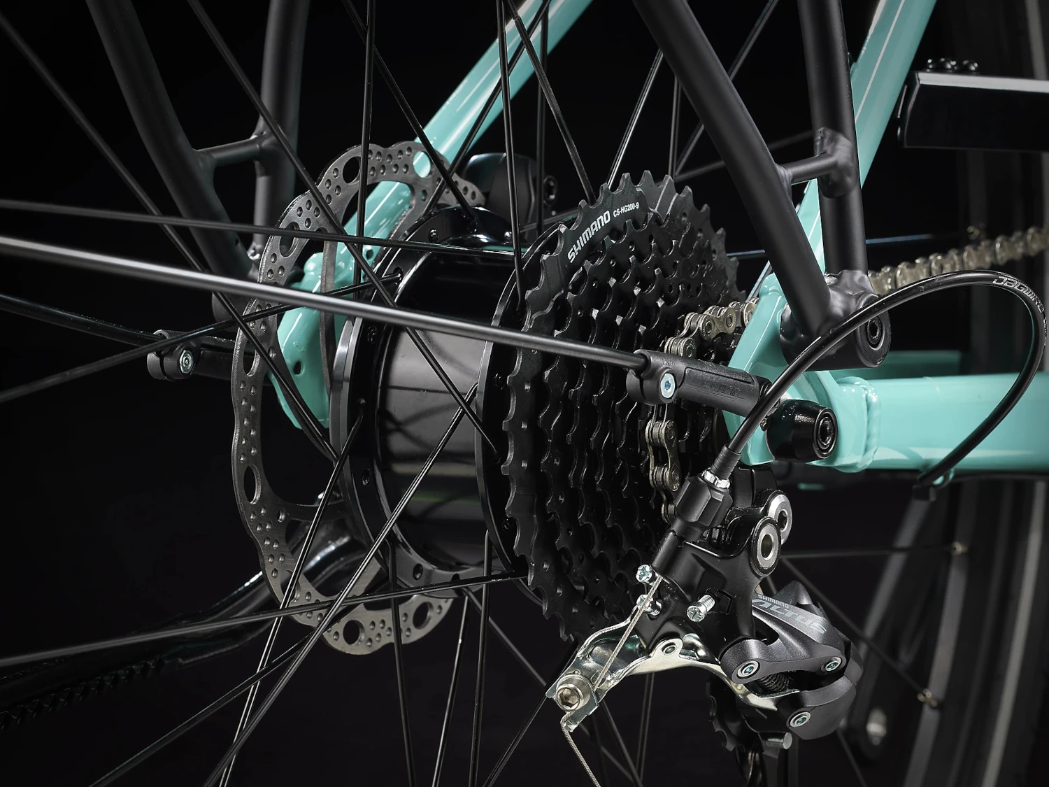 Trek FX+ 2 Stagger Electric City Bike - 2023 - Blue Sage 11 Trek FX+ 2 Stagger Electric City Bike - 2023 - Blue Sage - Image 9